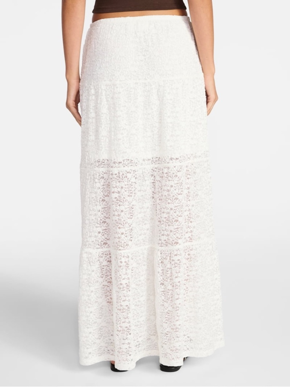 Lace Tiered White Maxi Skirt - Elegant Summer Staple - Picture 2 of 4